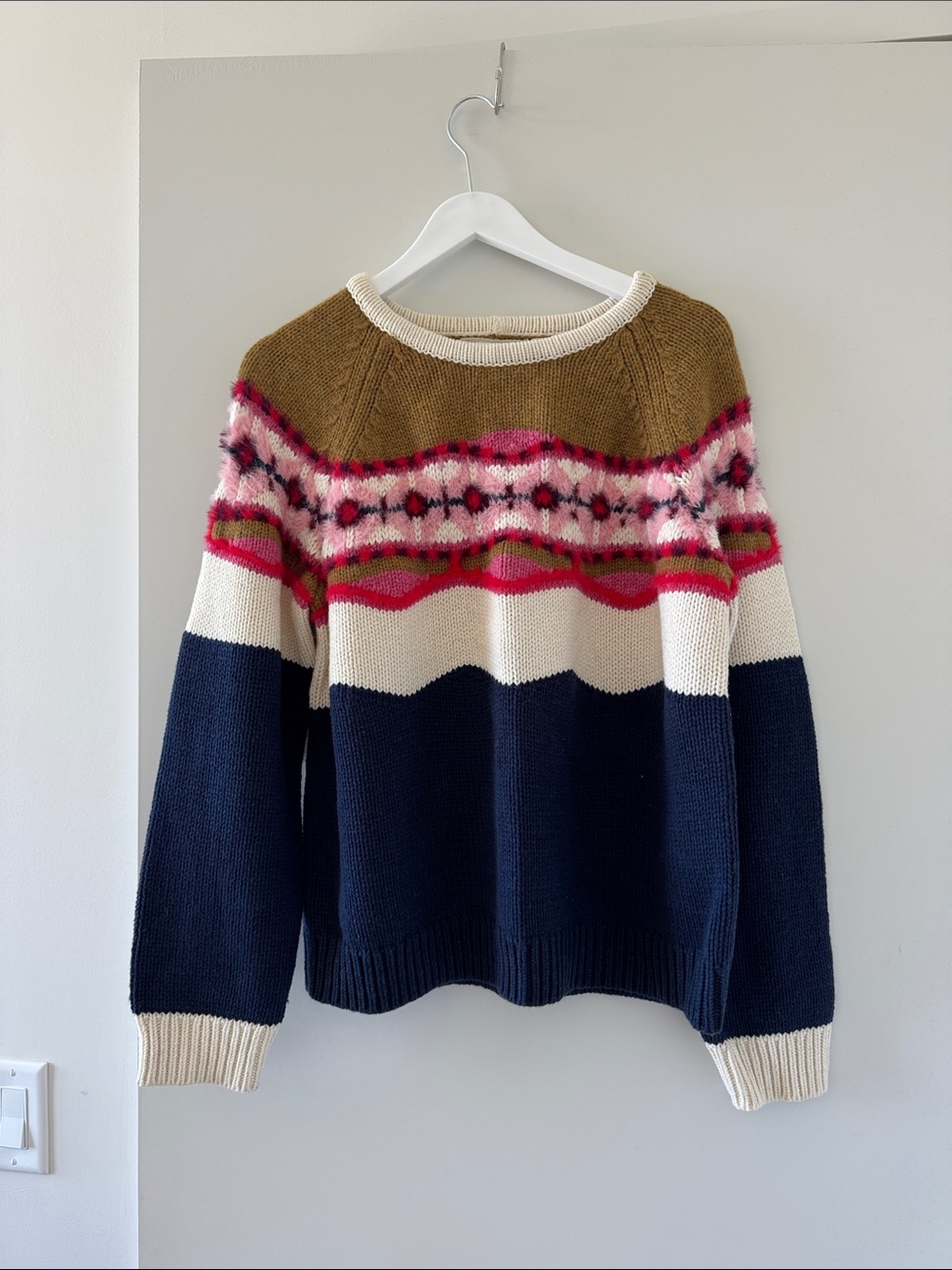 Colorblock Fair Isle Crewneck Sweater - Anthropologie